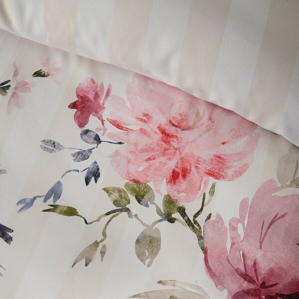 Krémové povlečení na dvoulůžko 200x200 cm Floral Stripe – Catherine Lansfield