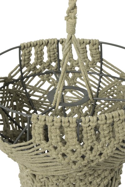 Zelené závěsné stínidlo s provázky Macrame - Ø 25*97 cm / E27 - J-Line by Jolipa