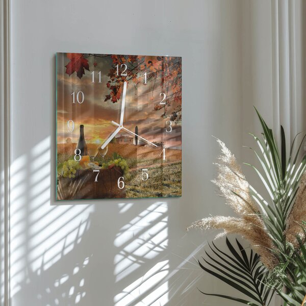 Skleněné hodiny Víno Příroda zskb-30x30-00058406