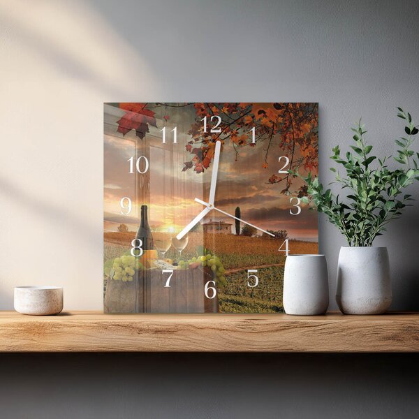 Skleněné hodiny Víno Příroda zskb-30x30-00058406