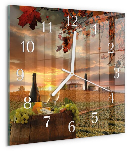 Skleněné hodiny Víno Příroda zskb-30x30-00058406