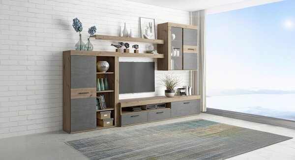 OBÝVACÍ STĚNA dub artisan Carryhome - Kompletní obývací stěny