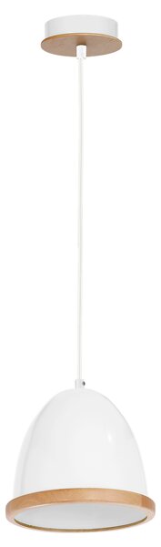 Závěsné svítidlo Studio, 1x dřevěné/bílé kovové stínítko, (fi 21cm), w/br