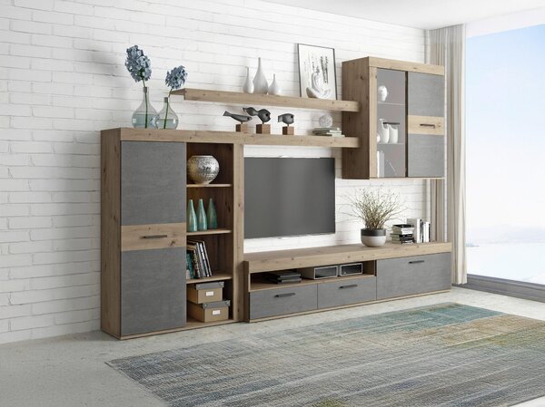 OBÝVACÍ STĚNA dub artisan Carryhome - Kompletní obývací stěny