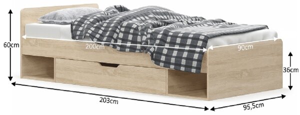 Jednolůžková postel 90 cm Thornham 1S/90 (dub sonoma) (s úl. prostorem)