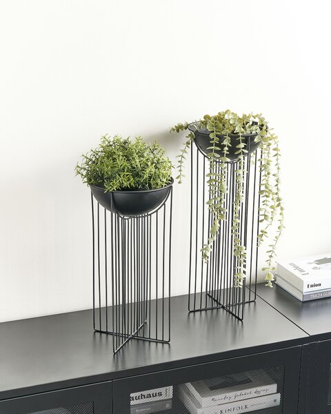 Sada 2 vyvýšených květináčů FICARIA Kov 22 cm Černá