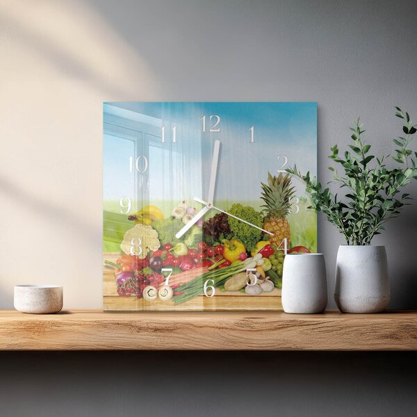 Skleněné hodiny Zelenina Ovoce zskb-30x30-00090580