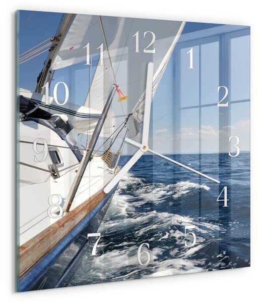 Skleněné hodiny Jachta zskb-30x30-00085145