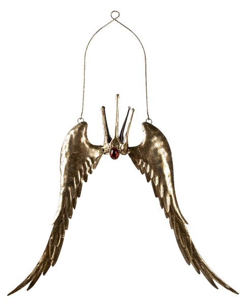 Závěsná dekorace zlatých křídel s korunkou - 51*4*62 cm