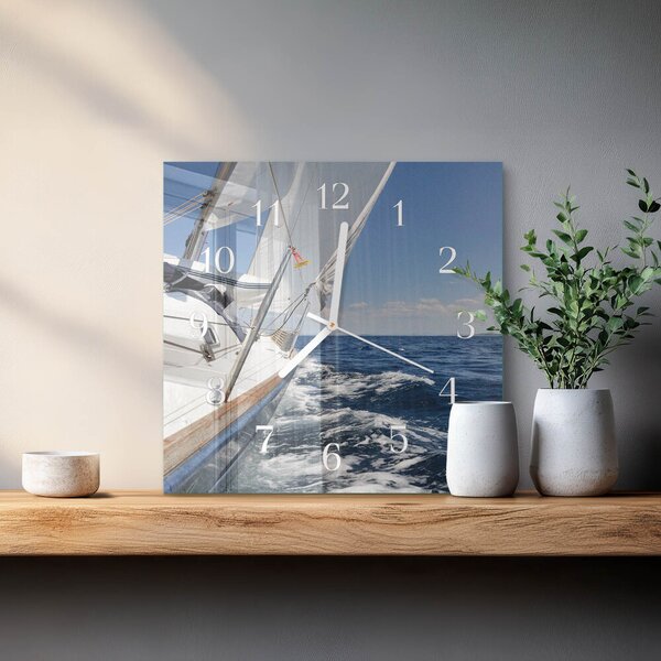 Skleněné hodiny Jachta zskb-30x30-00085145