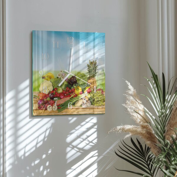 Skleněné hodiny Zelenina Ovoce zskb-30x30-00090580