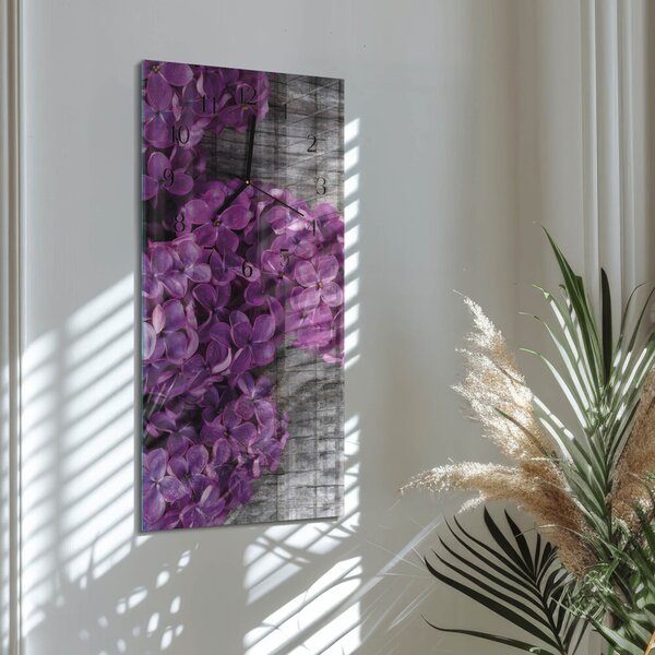 Skleněné hodiny vertikální Květiny zsppc-30x60-00182357
