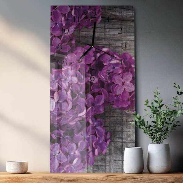 Skleněné hodiny vertikální Květiny zsppc-30x60-00182357
