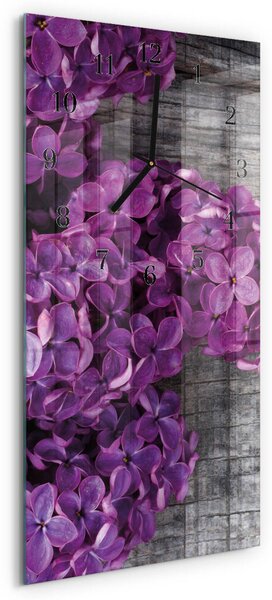 Skleněné hodiny vertikální Květiny zsppc-30x60-00182357