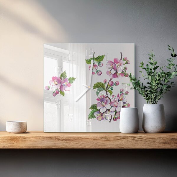 Skleněné hodiny Květiny zskb-30x30-00082050