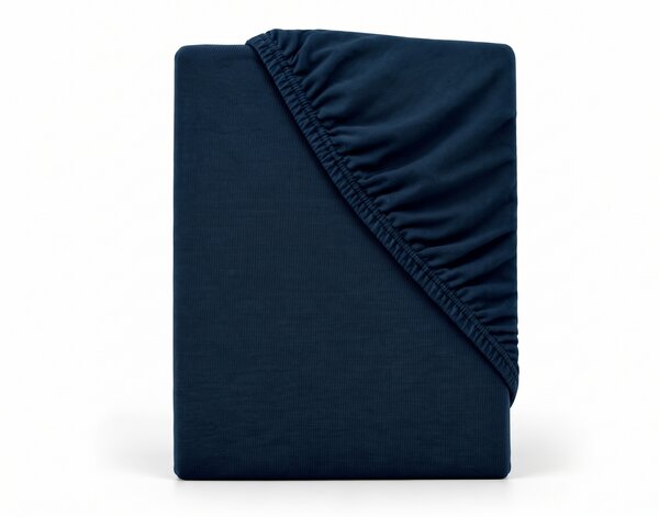 Jersey prostěradlo COMFORT z česané bavlny – tmavě modré 90x200 cm