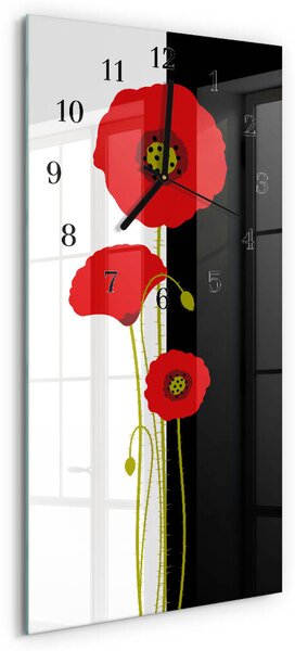 Skleněné hodiny vertikální Makové hlavy zsppc-30x60-00295215