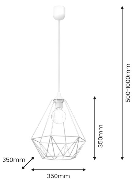 Závěsné svítidlo Basket, 1x bílé drátěné stínítko, w