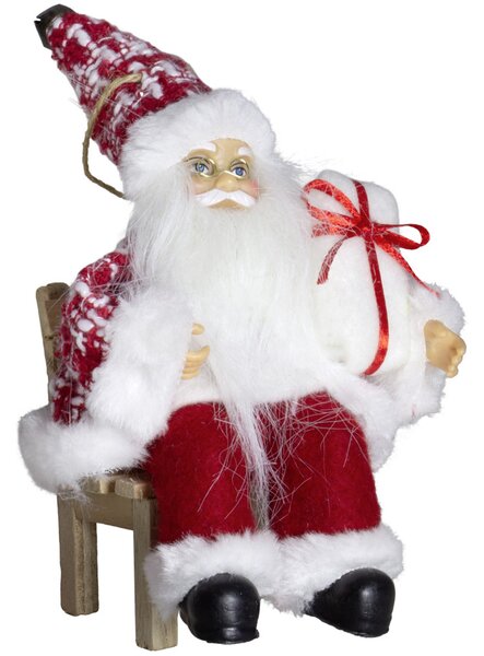 Dům Vánoc Ozdoba na stromeček Santa v červeném kabátku 18 cm Druh: na židličce