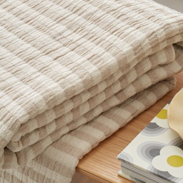 Bavlněná deka v přírodní barvě 150x200 cm Cotton Muslin Stripe – Bianca