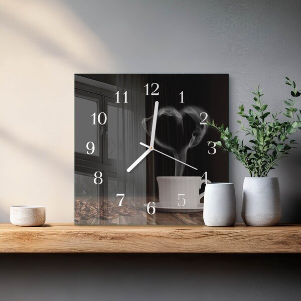 Skleněné hodiny Káva zskb-30x30-00090586