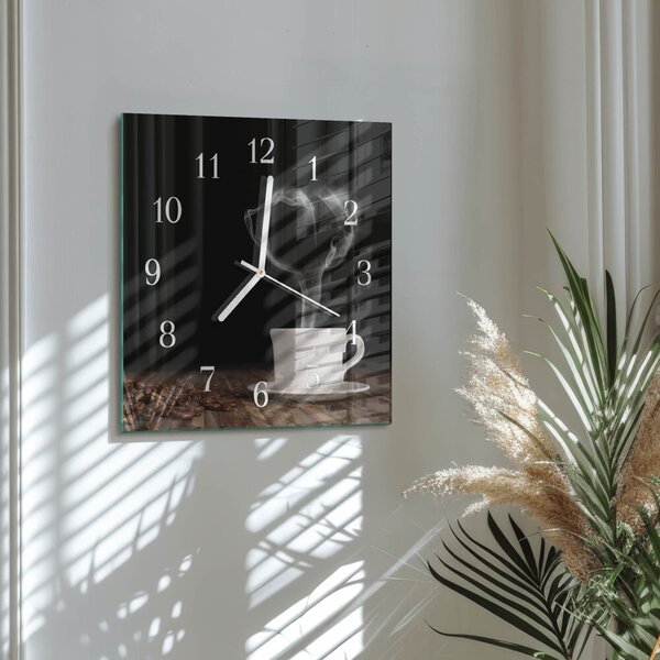 Skleněné hodiny Káva zskb-30x30-00090586