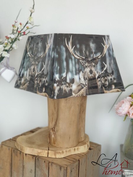 Čtvercové stínidlo na lampu s jelenem v zimní krajině - 37*37*25cm - Mars & More