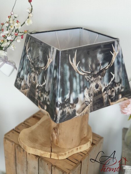 Čtvercové stínidlo na lampu s jelenem v zimní krajině - 37*37*25cm - Mars & More