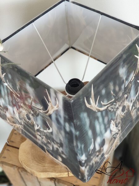 Čtvercové stínidlo na lampu s jelenem v zimní krajině - 37*37*25cm - Mars & More