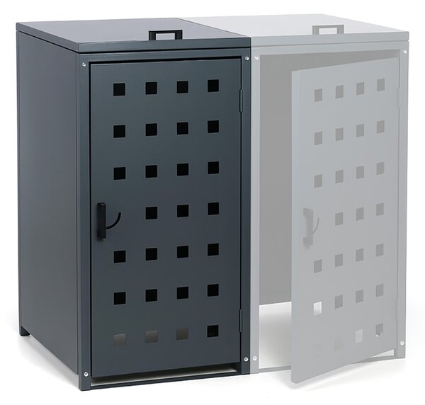 Přístřešek na popelnici do objemu 120 l, 114 x 57 x 62,3 cm, přístavný, šedá