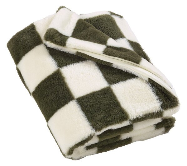 Bílá/zelená deka 130x170 cm Cosy Soft Checkerboard – Catherine Lansfield