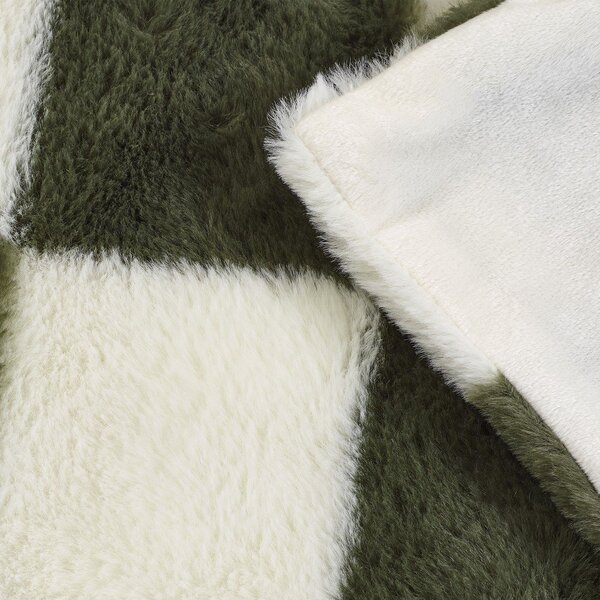 Bílá/zelená deka 130x170 cm Cosy Soft Checkerboard – Catherine Lansfield