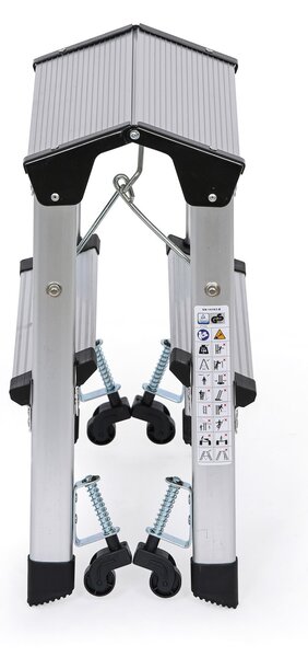 Hliníkové skládací schůdky s kolečky, oboustranné, výška 420 mm
