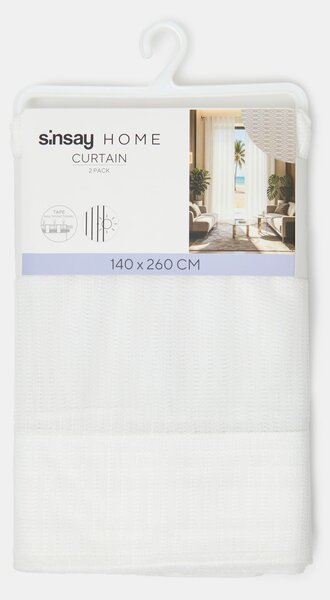 Sinsay - Průhledné záclony na řasící pásce 2 pack - bílá