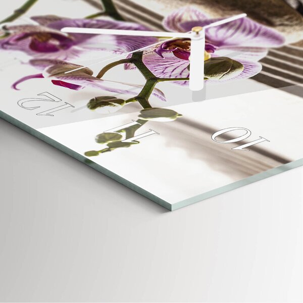Skleněné hodiny Písečná orchidej zskb-30x30-00086367