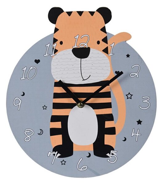 Dětské nástěnné hodiny Tiger, vícebarevná