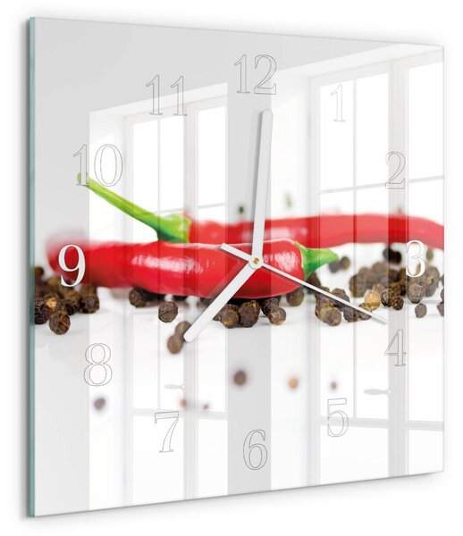 Skleněné hodiny Pepř zskb-30x30-00082717
