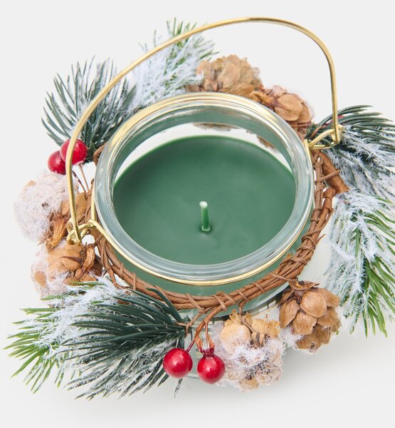 Sinsay - Vánoční vonná svíčka s dekorativními větvičkami Sandalwood - zelená