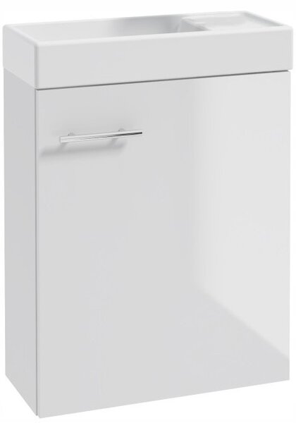 Koupelnová skříňka závěsná Deftrans bílá lesklá s umyvadlem 50x70 cm
