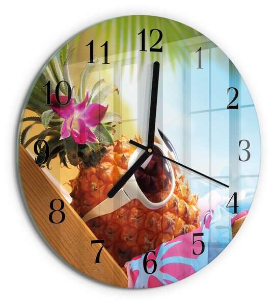 Skleněné nástěnné hodiny Ananas zsoc-fi30-00179608
