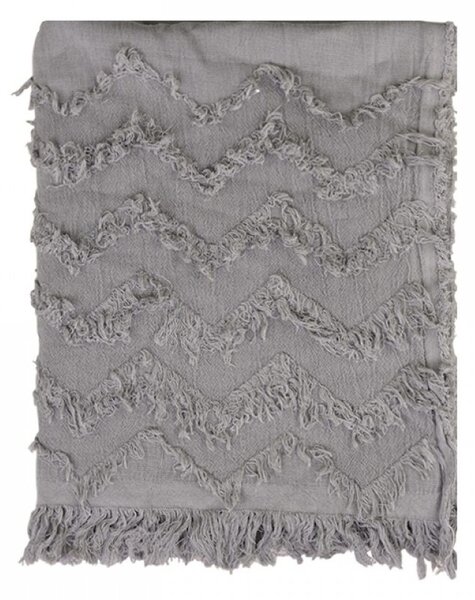 Slabounký mocca bavlněný pléd s třásňovitým vzorem Datty - 135*152 cm - Chic Antique