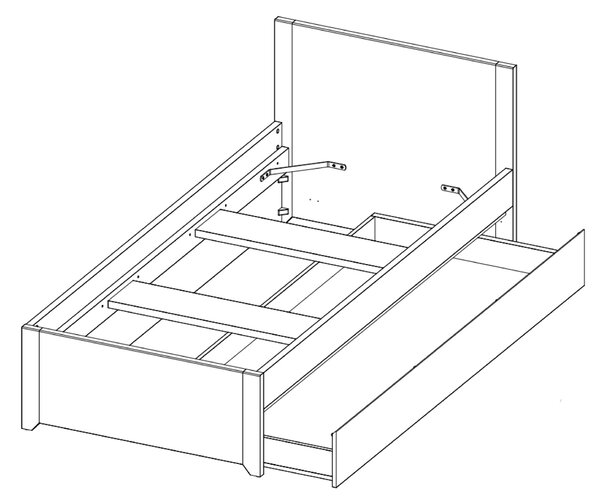 Postel s výsuvným lůžkem ANGEL 90 dub craft bílý, 90x200 cm