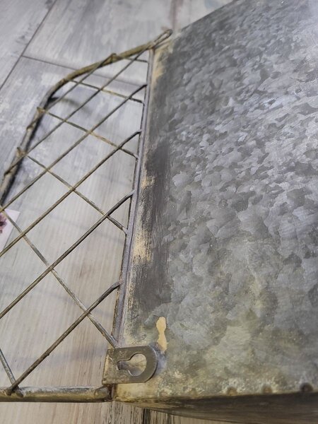 Nástěnná plechová police s patinou a 2 boxy Zinc - 34*15*28cm - Chic Antique