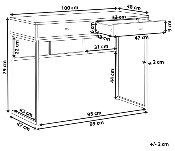 Konzolový stůl DAPHNE Bílá/Zlatá 100 cm 48 cm se zásuvkami