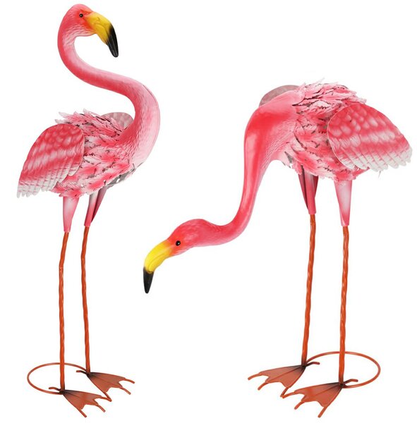 Zahradní kovová figurka Flamingo, sada 2ks, 65 cm, růžová