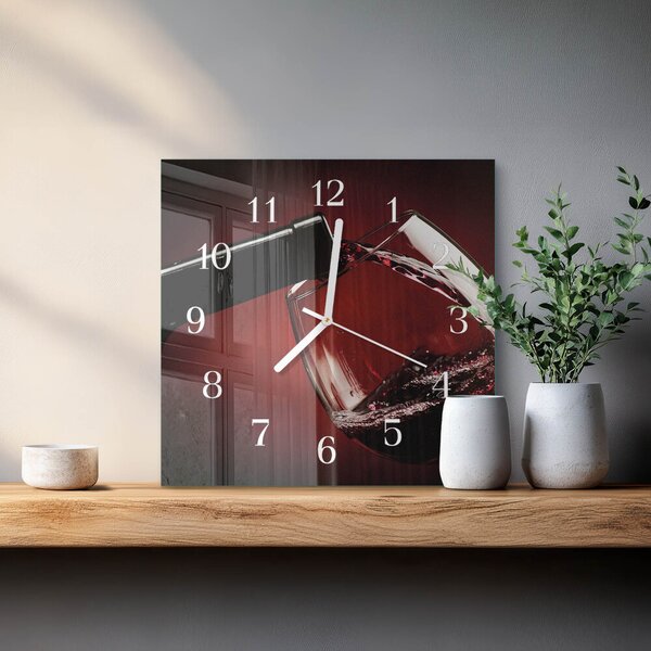 Skleněné hodiny Sklenice na víno zskb-30x30-00093081