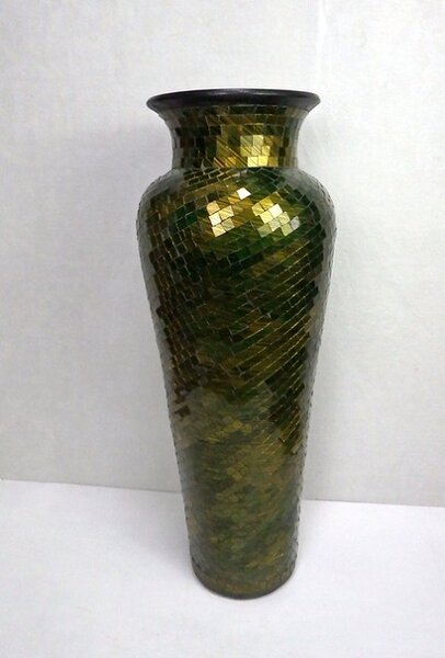 Váza podlahová - DIVA zelená metal, keramika, ruční mosaika
