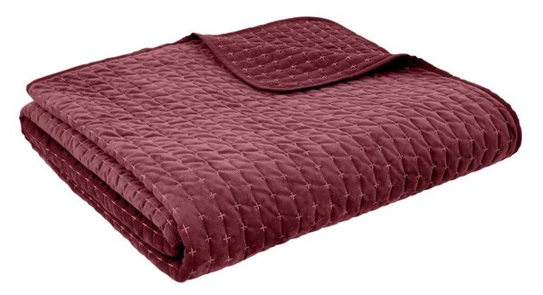 Vínový sametový prošívaný přehoz 240x260 cm Attica Velvet – Bianca