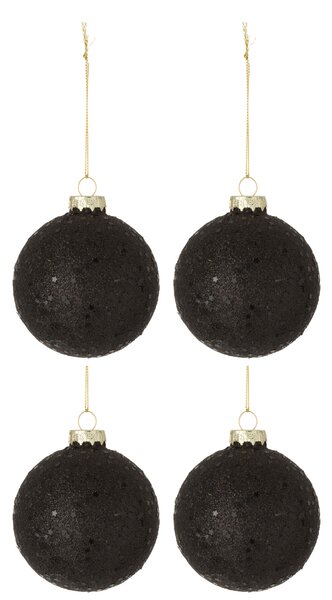 4ks černé vánoční koule Baubles stars black – Ø 10cm