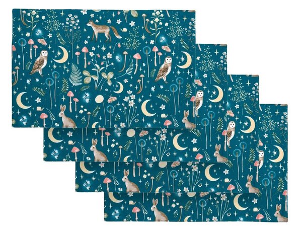 Látková prostírání v sadě 4 ks 30x46 cm Enchanted Twilight Animals – Catherine Lansfield